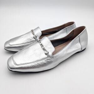 Naturalizer Cecilia Loafer Shoes Women's Silver Leather Size US9.5M EU40.5